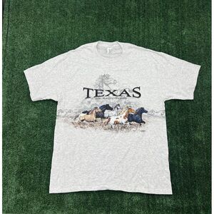 Vintage Anvil Nature Texas Horse T-ShirtMens XL 90s Gray Animal
